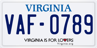 VA license plate VAF0789