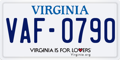 VA license plate VAF0790
