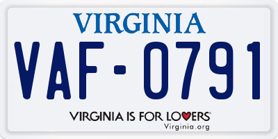 VA license plate VAF0791