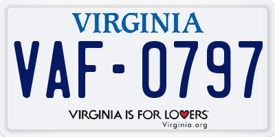 VA license plate VAF0797