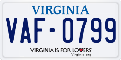 VA license plate VAF0799