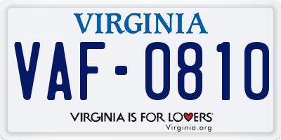 VA license plate VAF0810