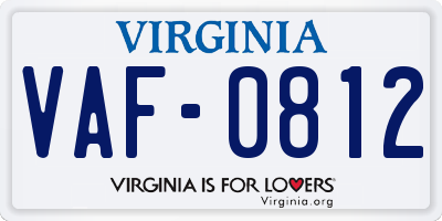 VA license plate VAF0812