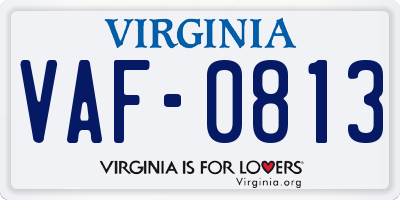 VA license plate VAF0813