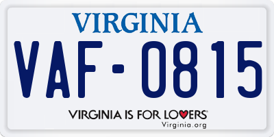 VA license plate VAF0815