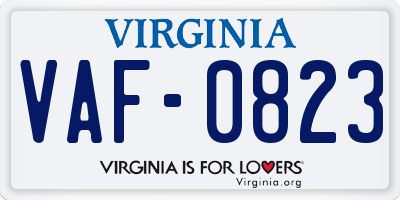 VA license plate VAF0823