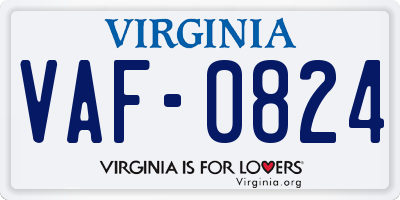 VA license plate VAF0824
