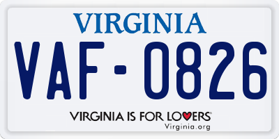 VA license plate VAF0826