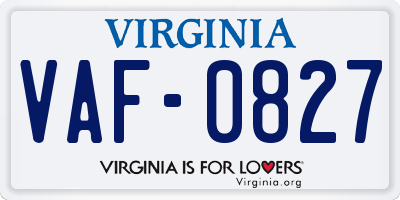 VA license plate VAF0827