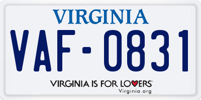 VA license plate VAF0831