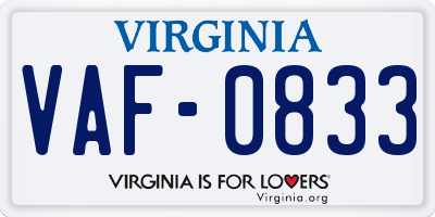 VA license plate VAF0833