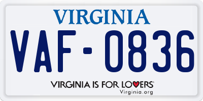 VA license plate VAF0836