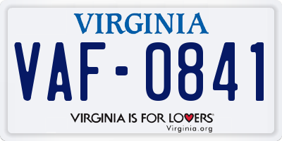 VA license plate VAF0841