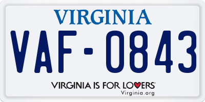 VA license plate VAF0843