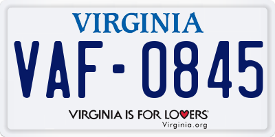 VA license plate VAF0845