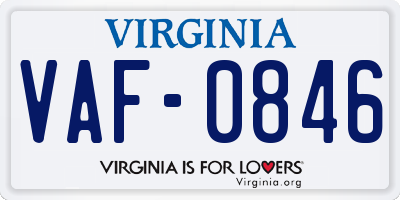 VA license plate VAF0846