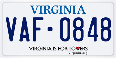 VA license plate VAF0848