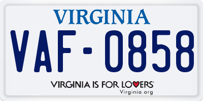 VA license plate VAF0858