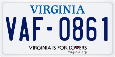 VA license plate VAF0861