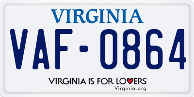 VA license plate VAF0864