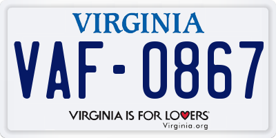 VA license plate VAF0867