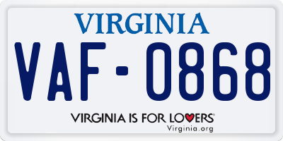 VA license plate VAF0868
