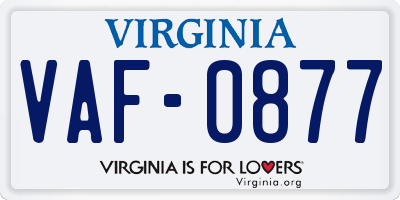 VA license plate VAF0877