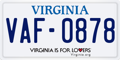 VA license plate VAF0878