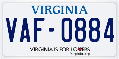 VA license plate VAF0884