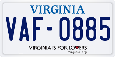 VA license plate VAF0885