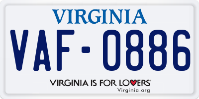 VA license plate VAF0886