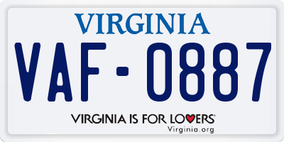 VA license plate VAF0887
