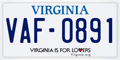 VA license plate VAF0891