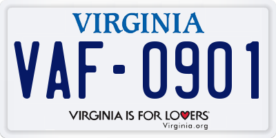 VA license plate VAF0901