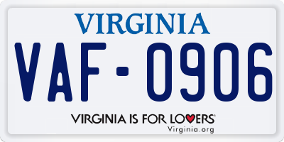 VA license plate VAF0906