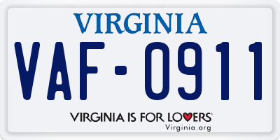 VA license plate VAF0911