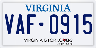 VA license plate VAF0915