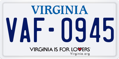 VA license plate VAF0945