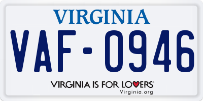 VA license plate VAF0946