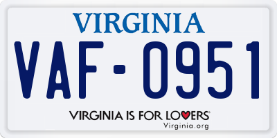 VA license plate VAF0951