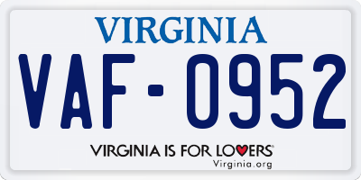 VA license plate VAF0952