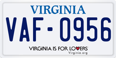 VA license plate VAF0956