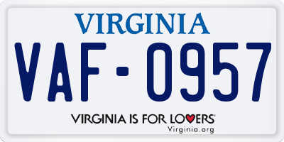 VA license plate VAF0957