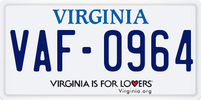 VA license plate VAF0964