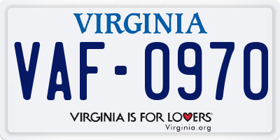 VA license plate VAF0970