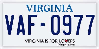 VA license plate VAF0977