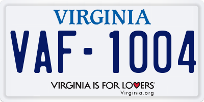 VA license plate VAF1004