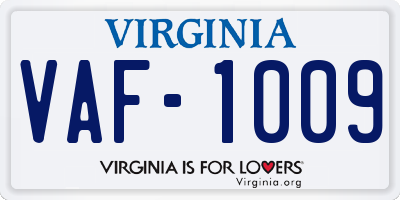 VA license plate VAF1009