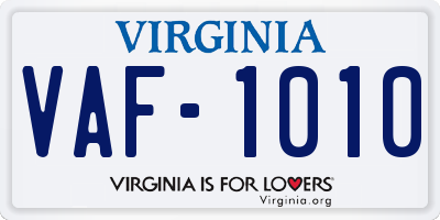 VA license plate VAF1010