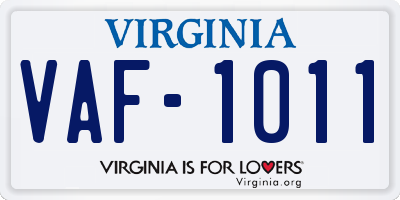 VA license plate VAF1011